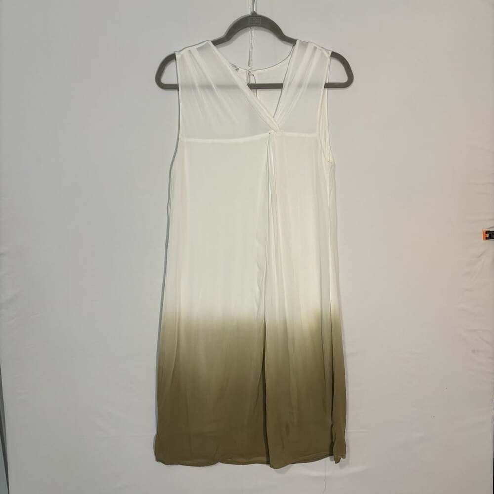 Lauren Vidal Ombre Draped V-Neck Midi Dress S Made in Italy RE 4261